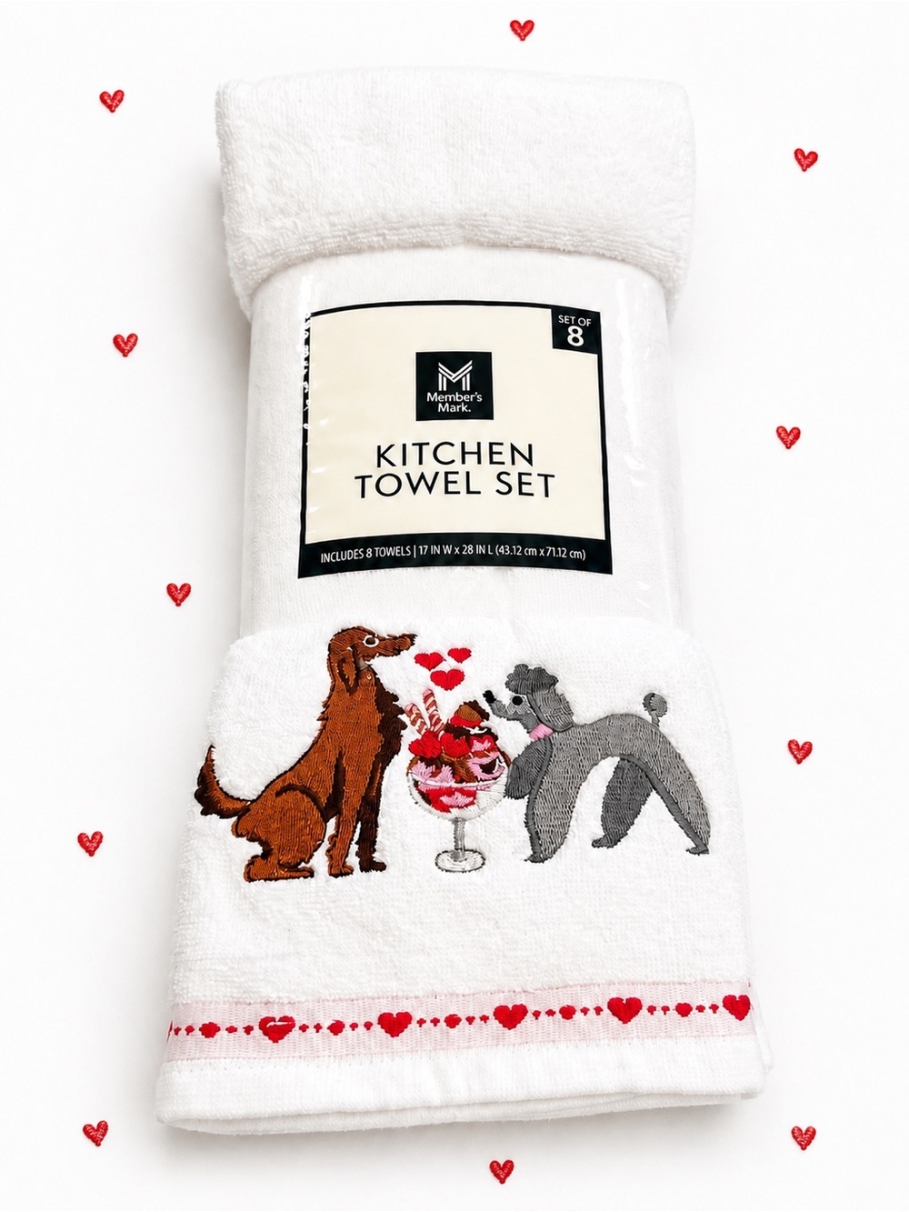 Member's Mark White Embroidered Dog Kitchen Towel Set